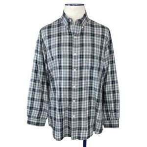 Chaps Mens Grey Plaid Shirt Sz Large L Button Down Long Sleeve